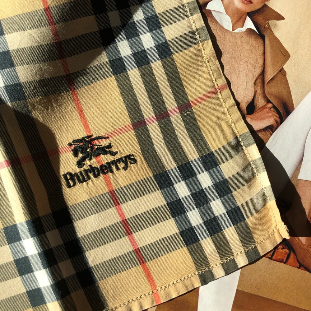 Vintage 1990s Burberrys Nova Check Pocket Square Handkerchief